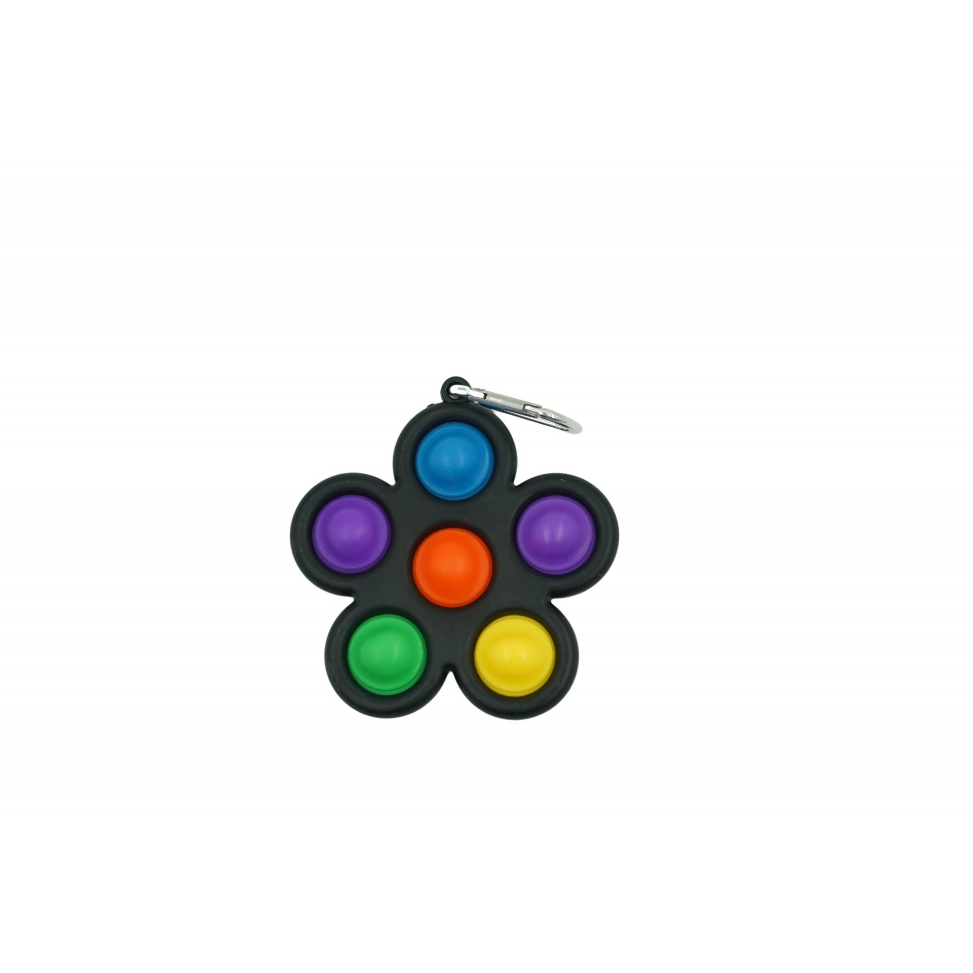 Jucarie Push Pop Bubble Fidget, Pop It, breloc antistres, Floare, Multicolor/Negru