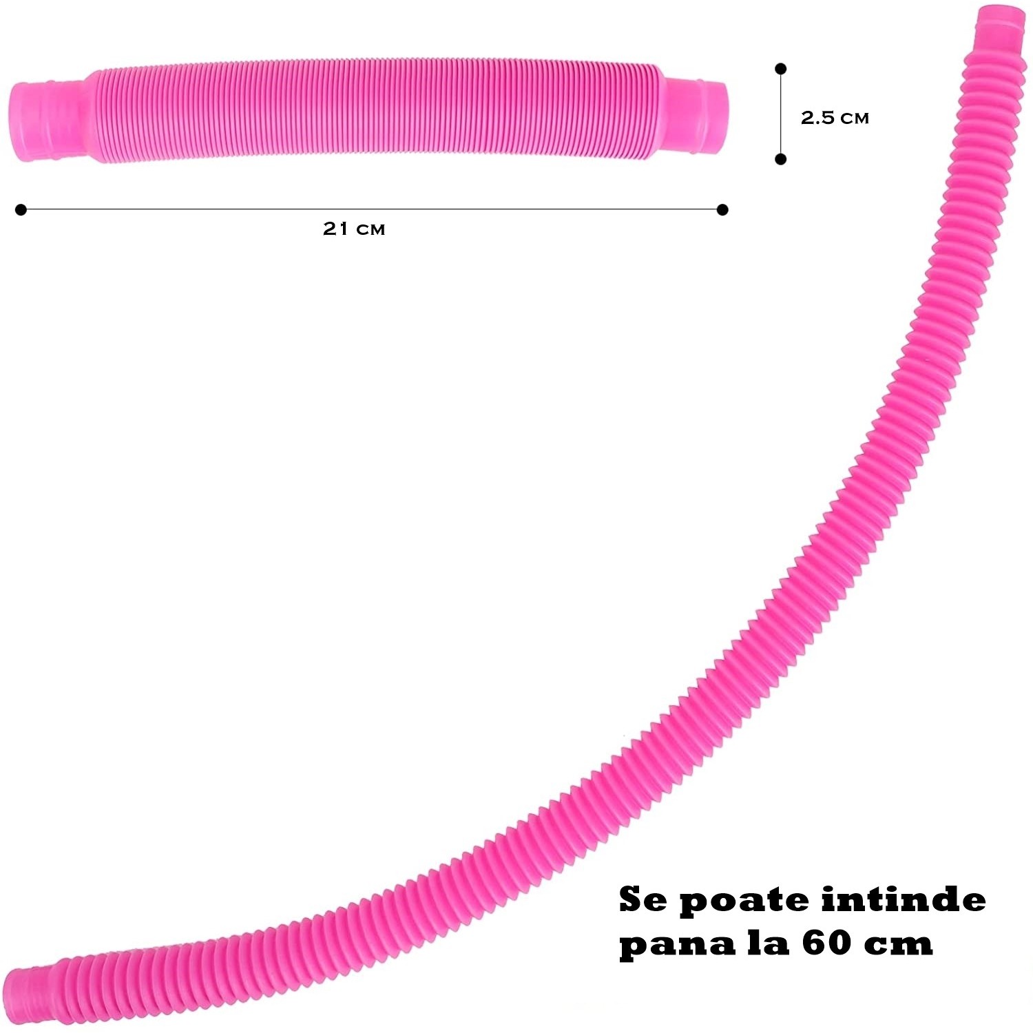 Jucarie Senzoriala Flippy - Fidget Pop Tubes, Antistres, Super Elastic, Roz