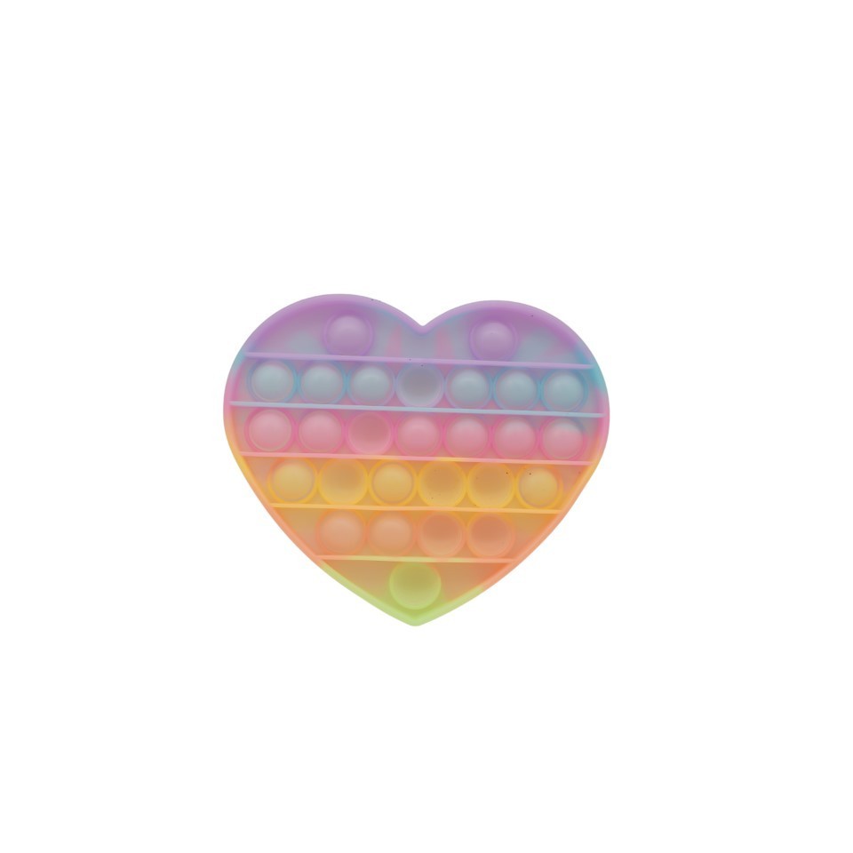 Jucarie antistres din silicon, Pop it Now and Flip It, Inima, Fosforescent, Multicolor