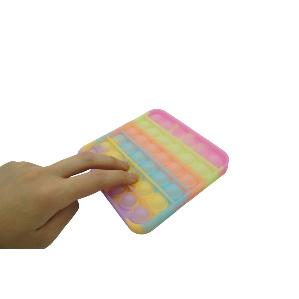 Jucarie antistres din silicon, Pop it Now and Flip It, Patrat, Fosforescent, Multicolor
