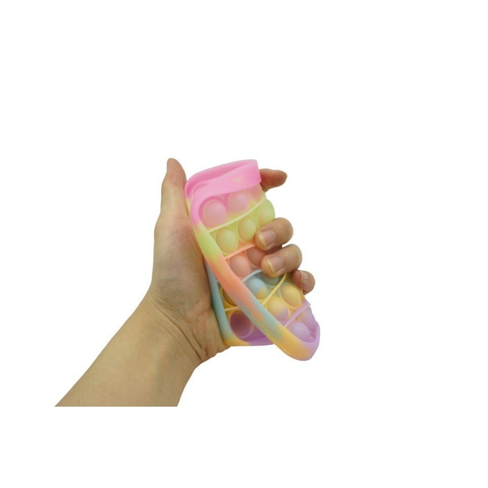 Jucarie antistres din silicon, Pop it Now and Flip It, Patrat, Fosforescent, Multicolor