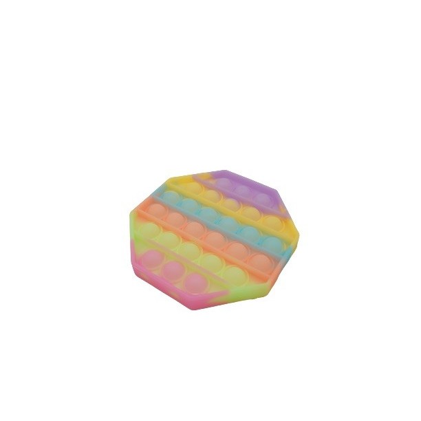 Jucarie antistres din silicon, Pop it Now and Flip It, Octagon, Fosforescent, Multicolor