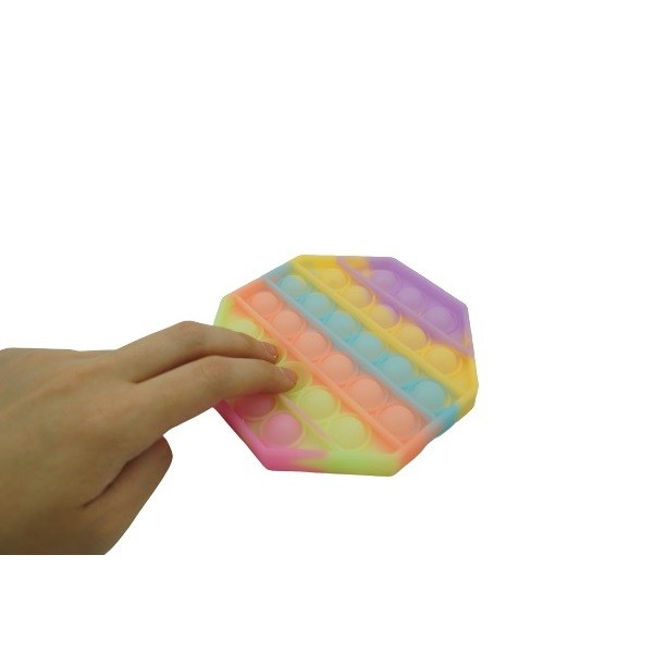 Jucarie antistres din silicon, Pop it Now and Flip It, Octagon, Fosforescent, Multicolor