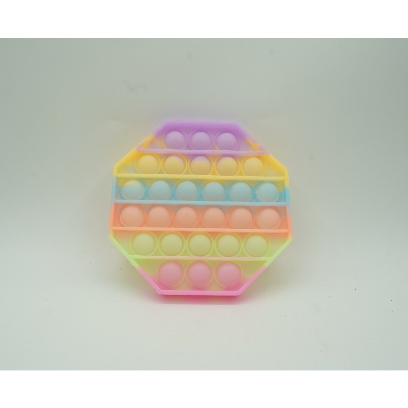 Jucarie antistres din silicon, Pop it Now and Flip It, Octagon, Fosforescent, Multicolor