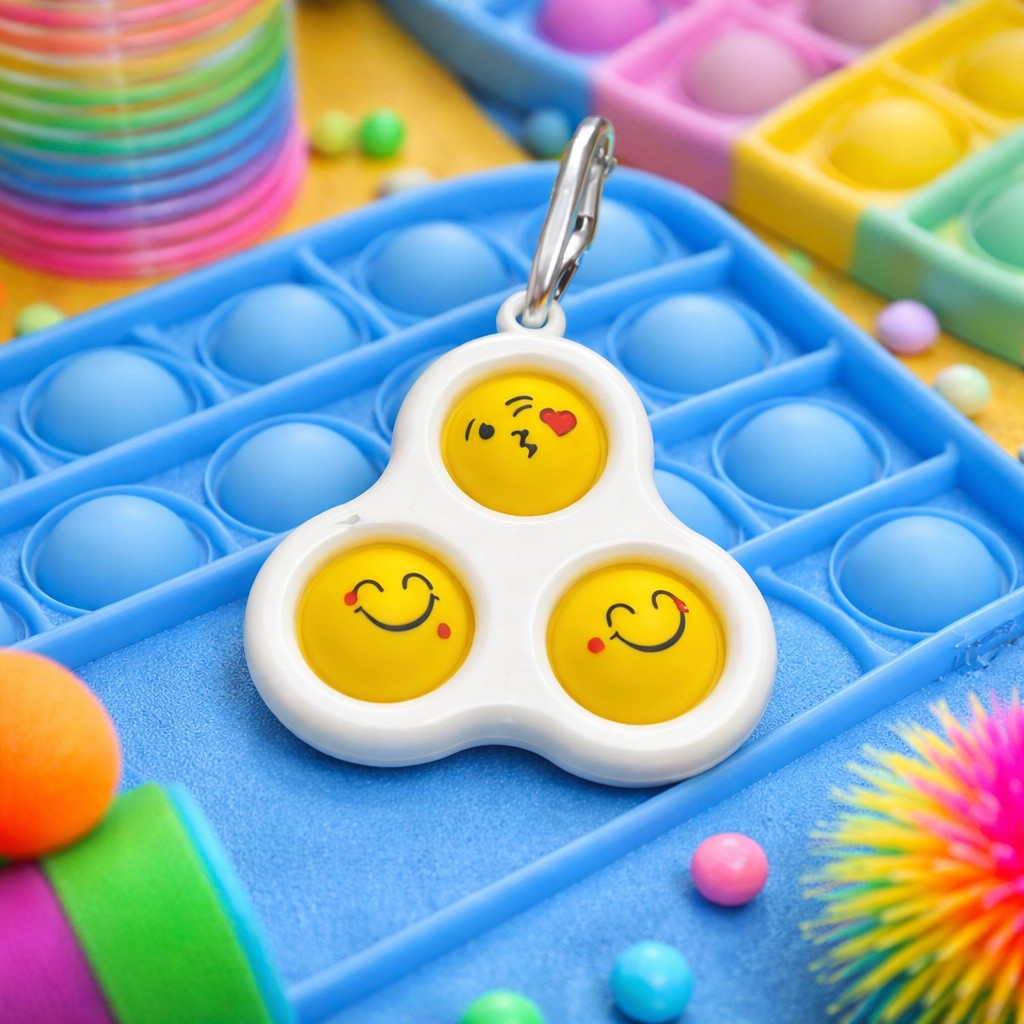 Jucarie Senzoriala Antistres, Simple Dimple, Tip Breloc , Triunghi, Multicolor, 8 cm