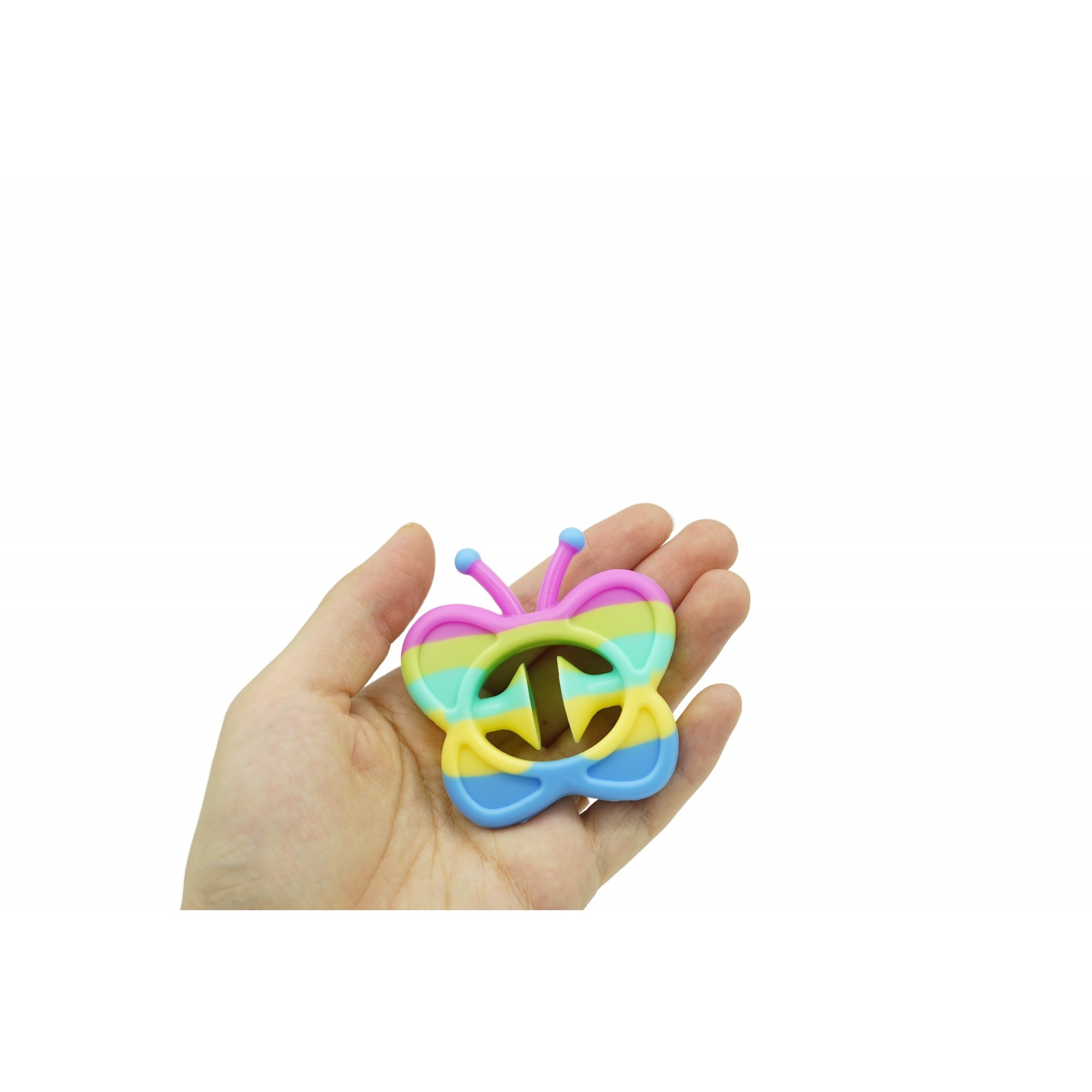 Jucarie senzoriala antistres cu ventuza de decompresie, Antrenare antebrat, Fidget Toy, Model Fluturas, Macarons