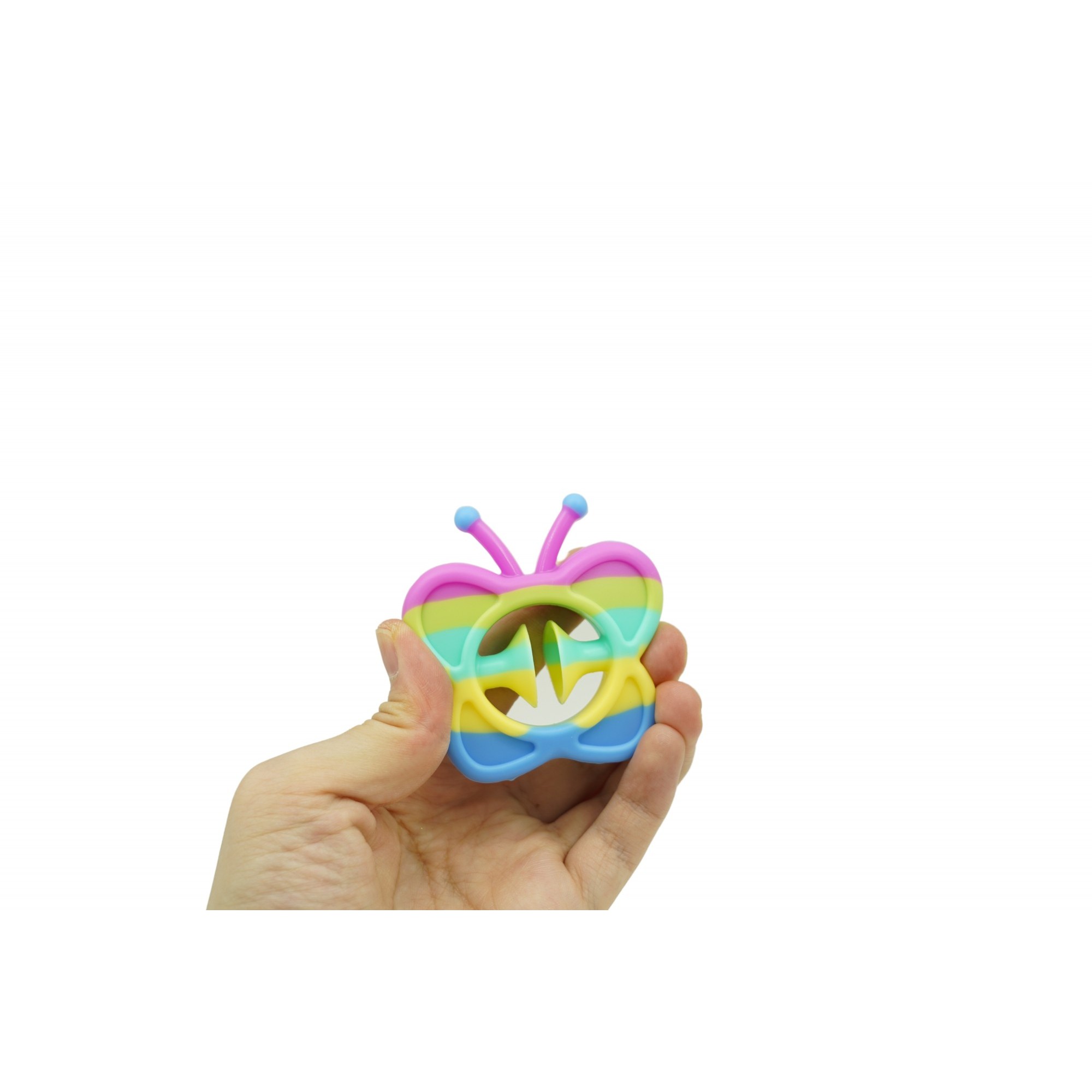 Jucarie senzoriala antistres cu ventuza de decompresie, Antrenare antebrat, Fidget Toy, Model Fluturas, Macarons
