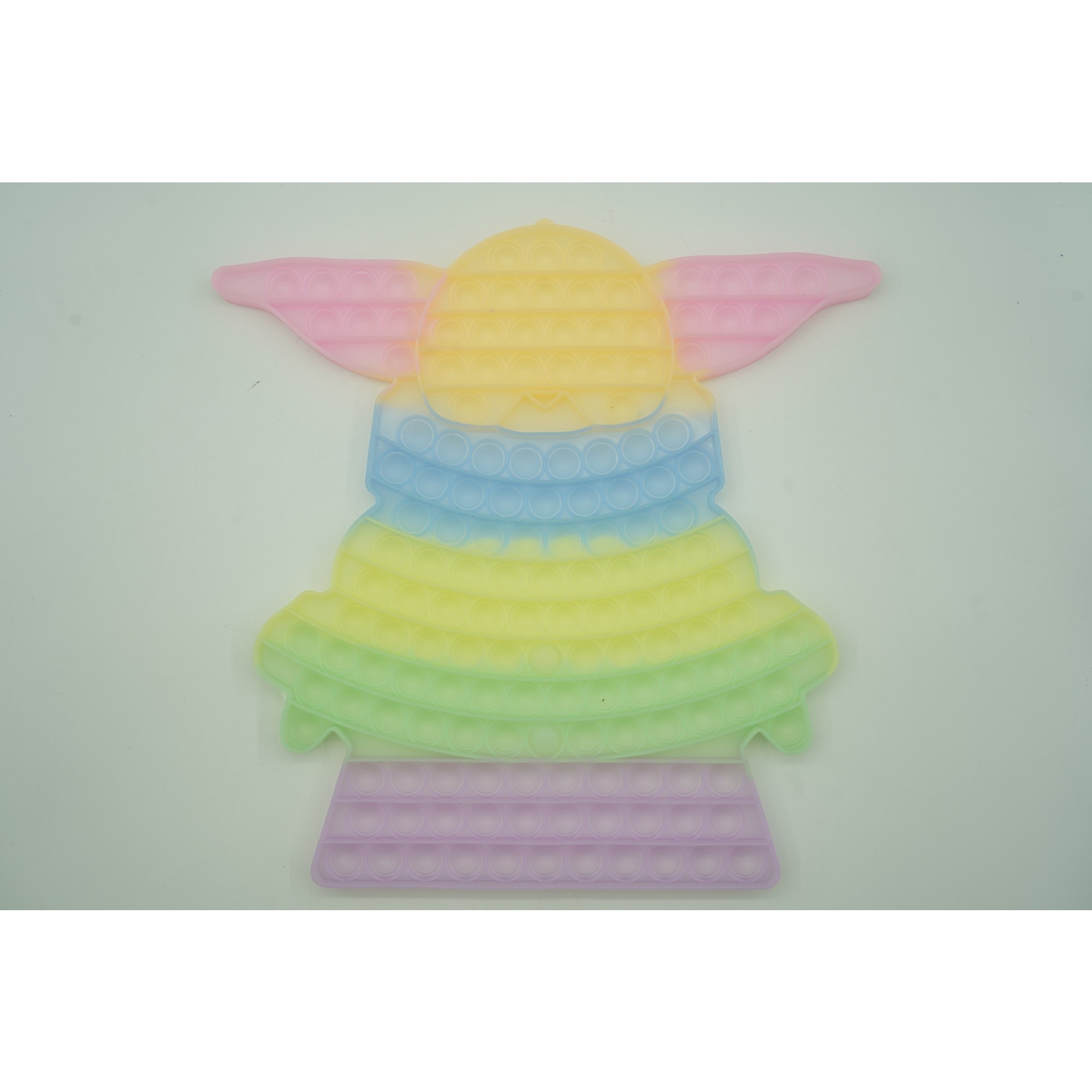 Jucarie antistres din silicon Flippy®, Pop it Now and Flip It, Baby Yoda, 30 cm, Fosforescent, Multicolor
