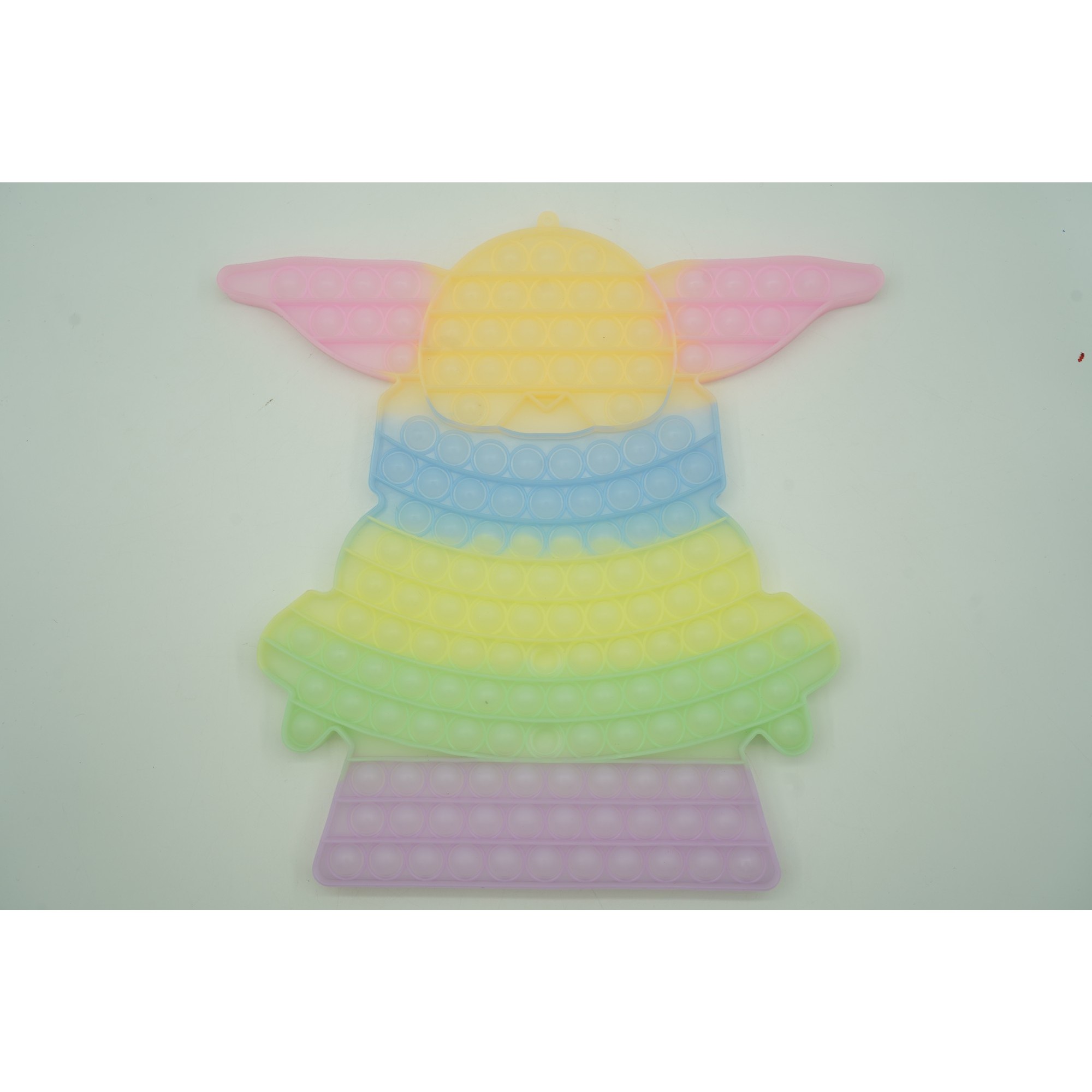 Jucarie antistres din silicon Flippy®, Pop it Now and Flip It, Baby Yoda, 30 cm, Fosforescent, Multicolor