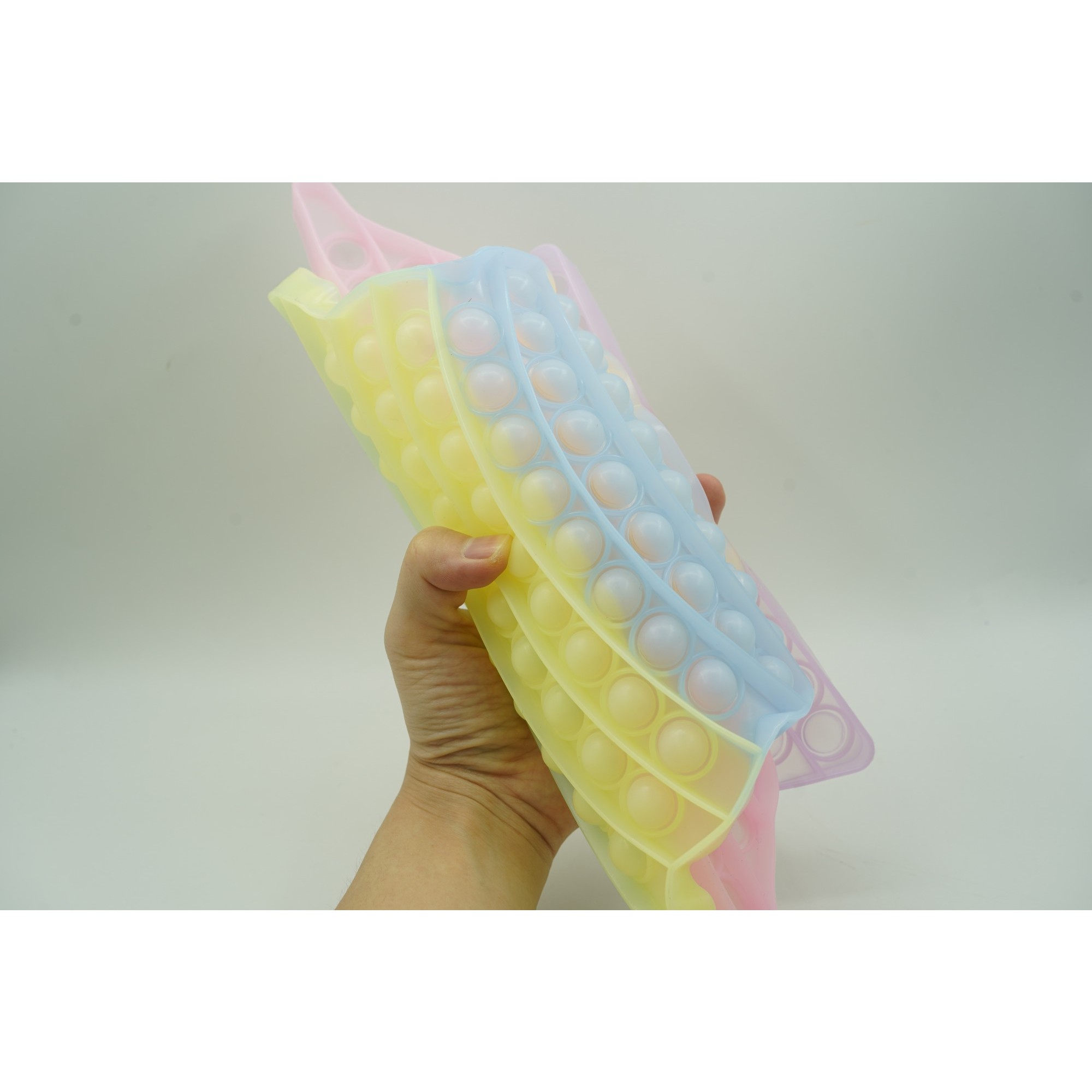 Jucarie antistres din silicon Flippy®, Pop it Now and Flip It, Baby Yoda, 30 cm, Fosforescent, Multicolor