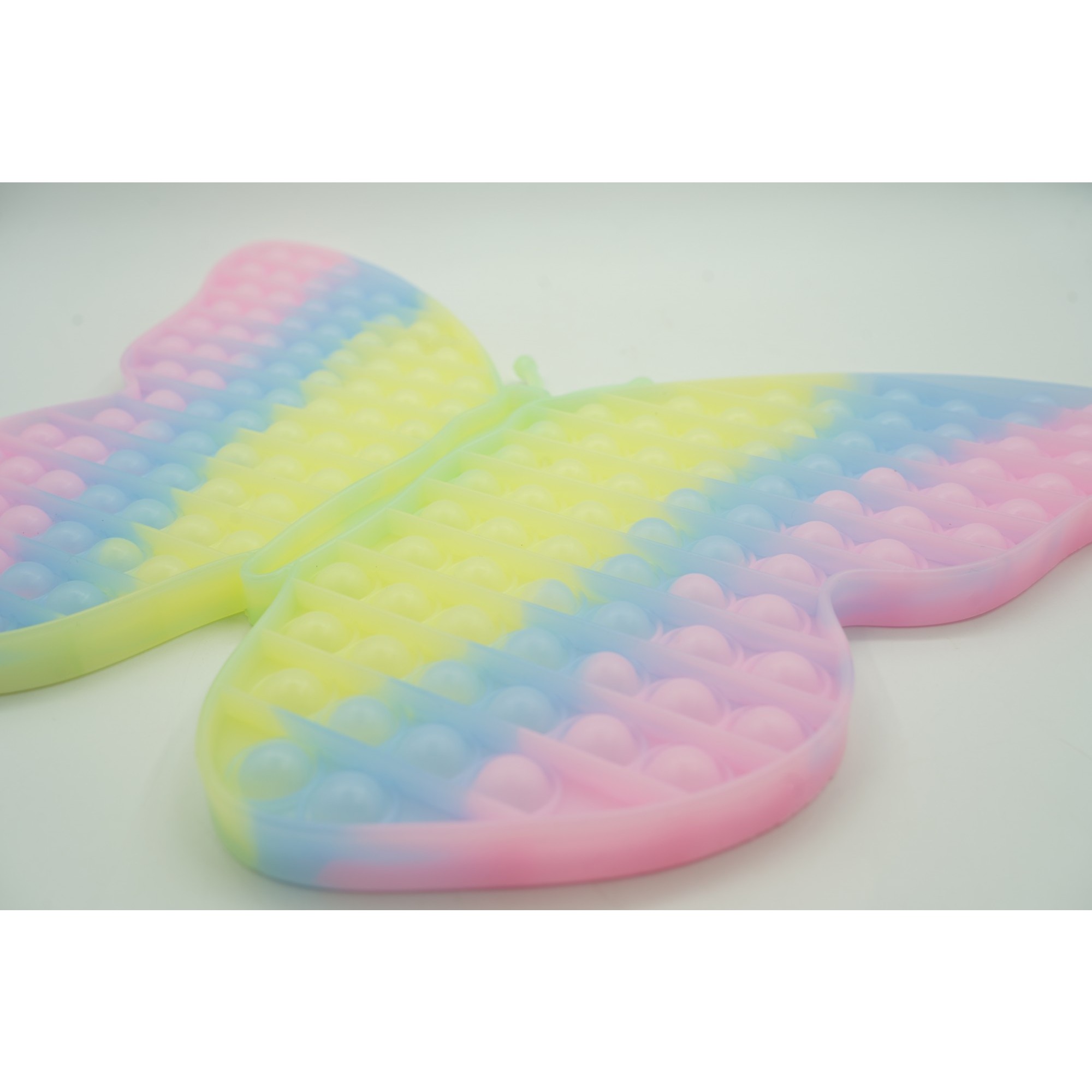 Jucarie antistres din silicon Flippy®, Pop it Now and Flip It, Fluture, 30 cm, Fosforescent, Multicolor
