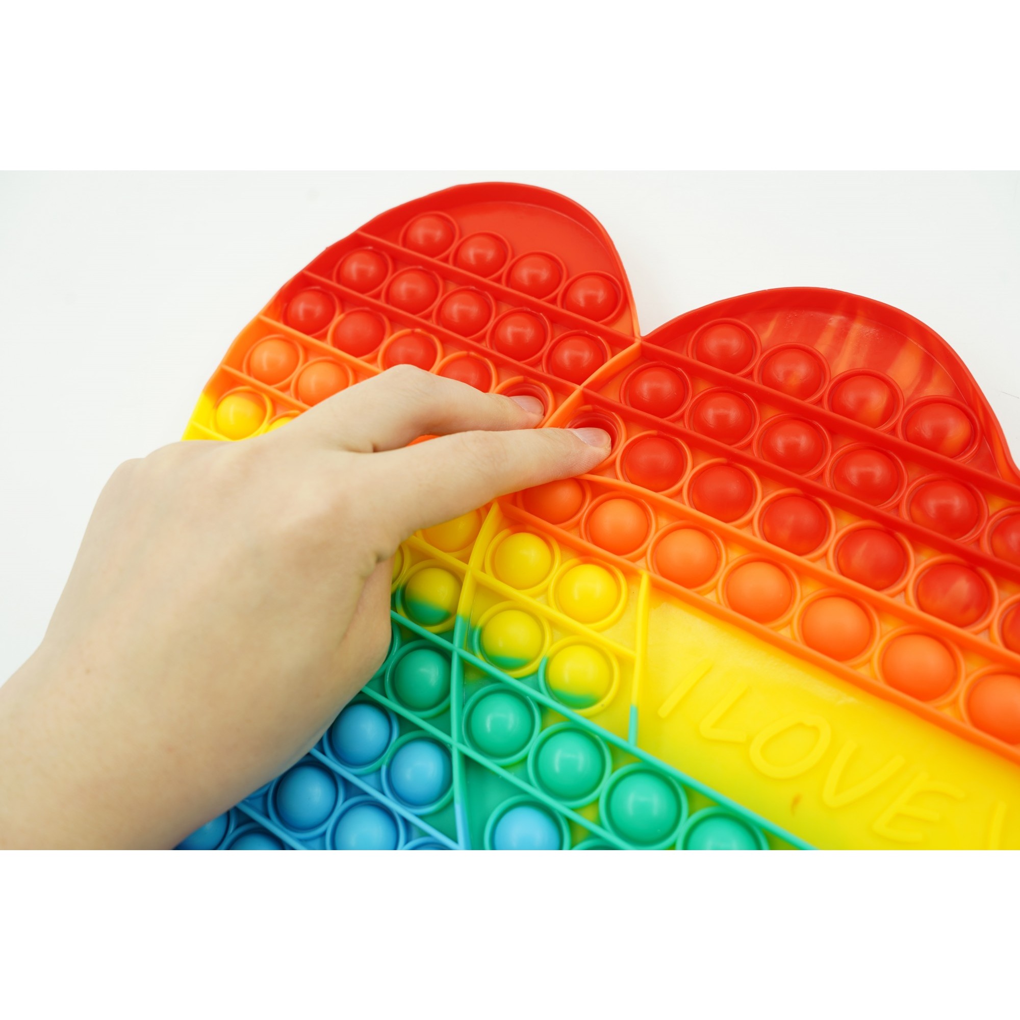 Jucarie antistres din silicon Pop it now, Inima dubla, Multicolor