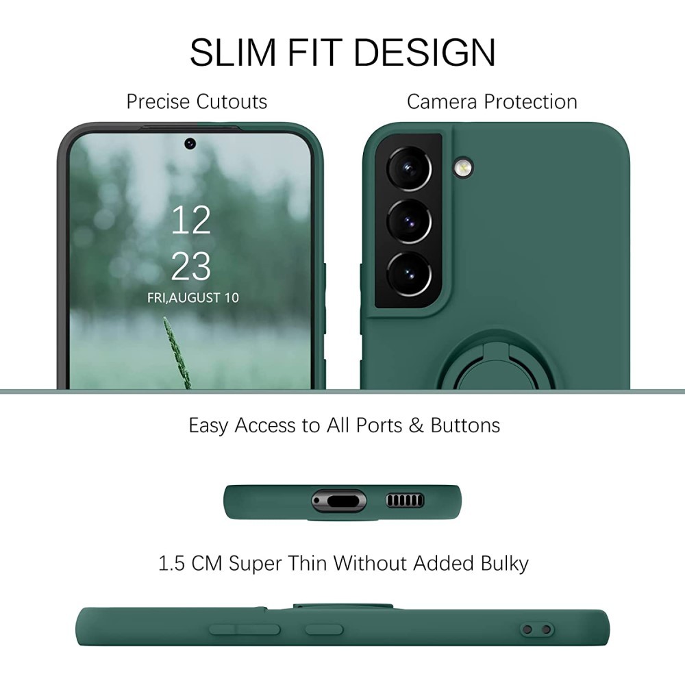 Husa de Protectie, Flippy, pentru Samsung Galaxy A52, Liquid Silicone Ring cu Suport Rotativ, Albastru