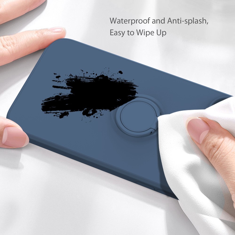 Husa de Protectie, Flippy, pentru Samsung Galaxy A52, Liquid Silicone Ring cu Suport Rotativ, Albastru