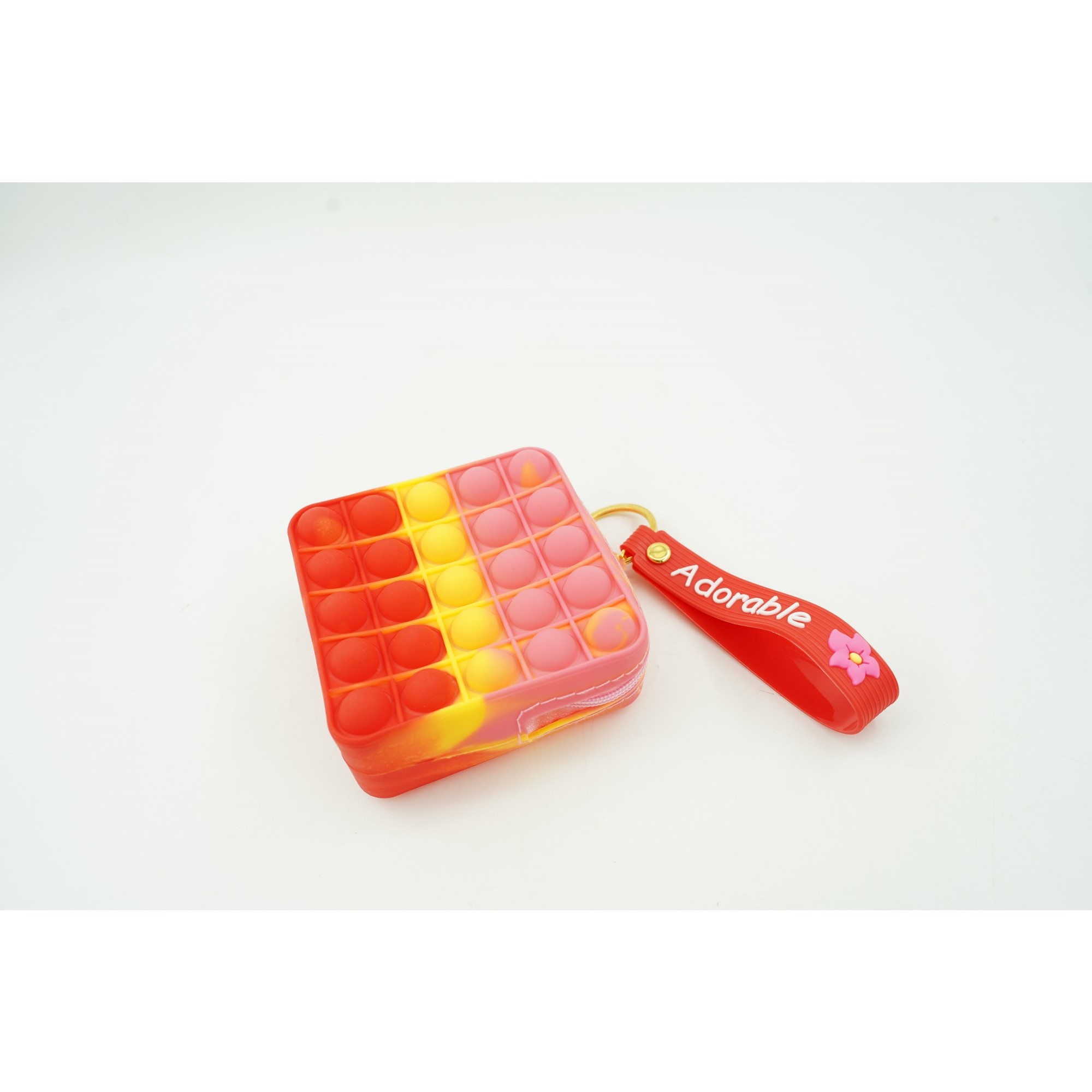 Jucarie antistres din silicon, Flippy, Pop It Now and Flip It, Portofel patrat, Rosu/Roz