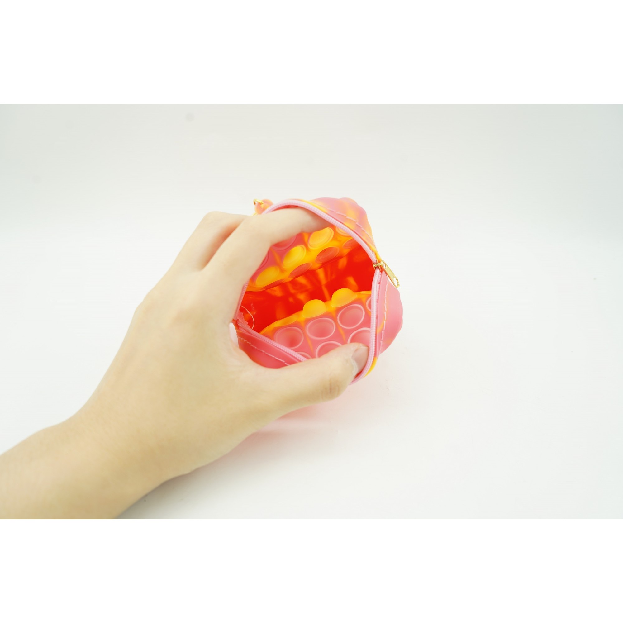 Jucarie antistres din silicon, Flippy, Pop It Now and Flip It, Portofel patrat, Rosu/Roz