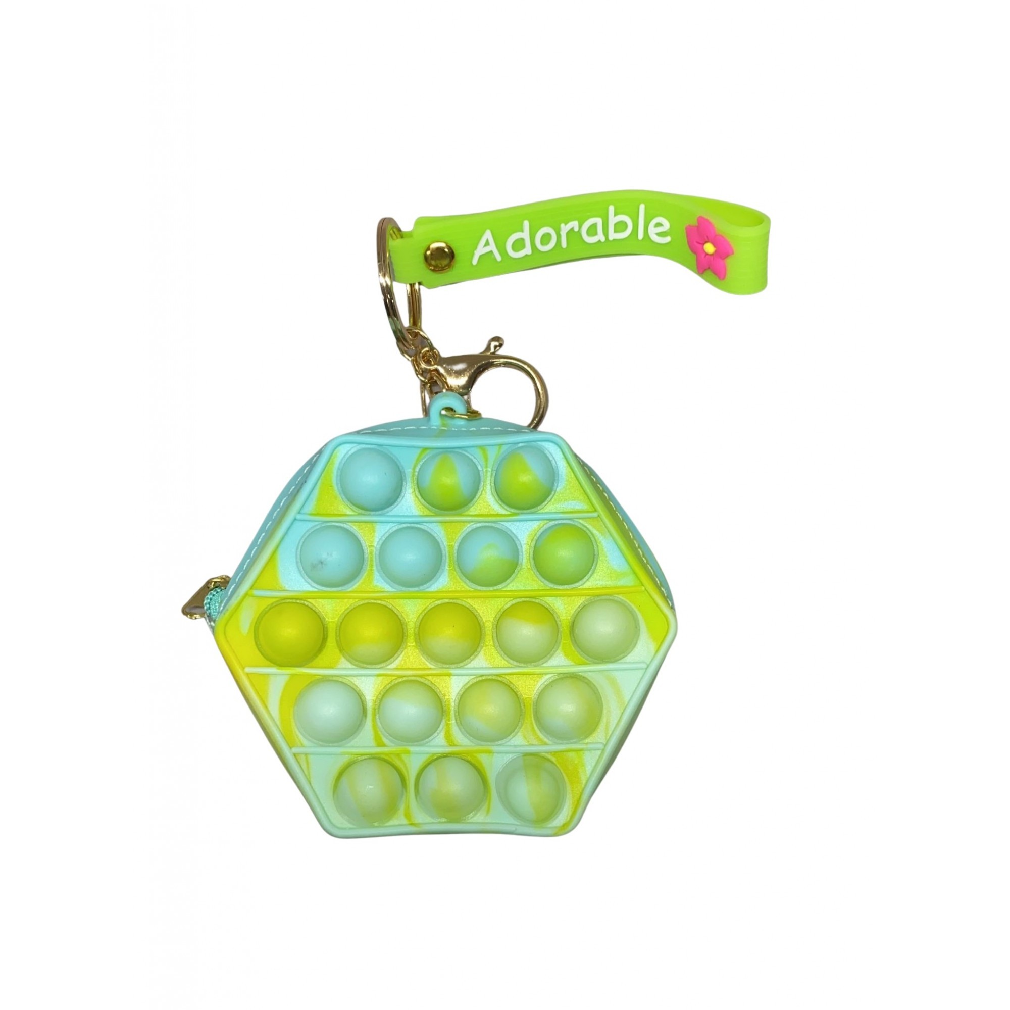 Jucarie antistres din silicon, Flippy, Pop It Now and Flip It, Portofel hexagon, Verde/Bleu