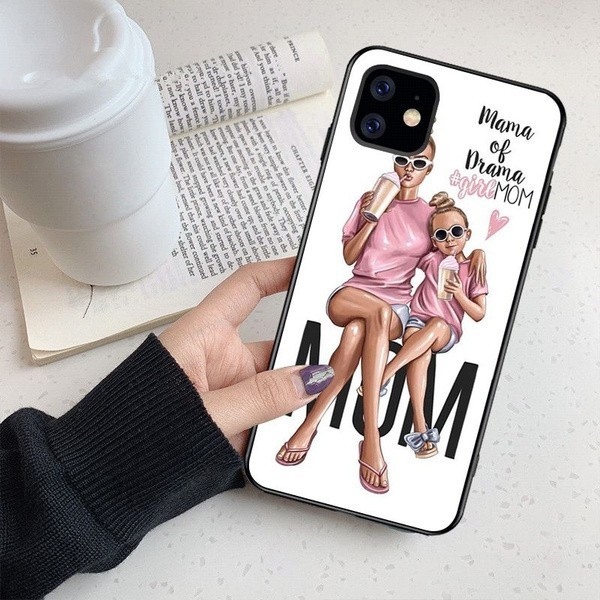 Husa protectie, Flippy, compatibila cu Apple iPhone 12 Mini Glass print Mama of Drama Multicolor