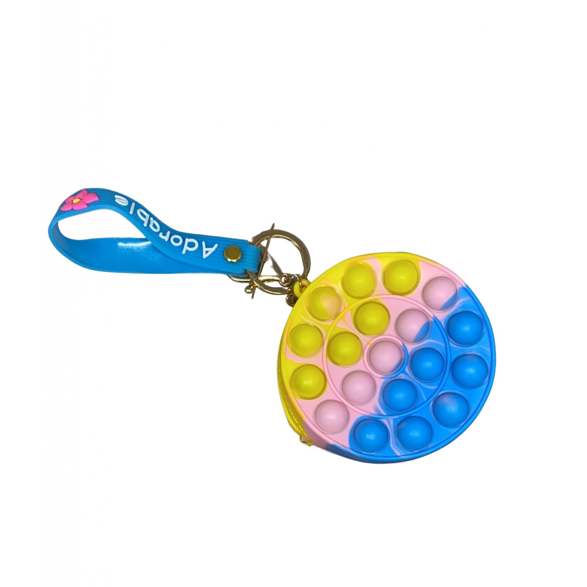 Jucarie antistres din silicon, Flippy, Pop It Now and Flip It, Portofel rotund, Galben/Albastru