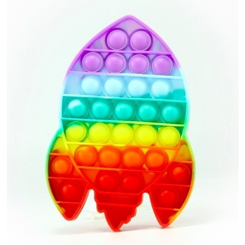 Jucarie antistres din silicon, Flippy, Pop It Now and Flip It, Racheta, Curcubeu