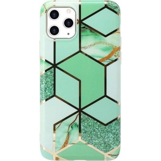 Husa protectie pentru Samsung A21S Soft IMD TPU Marble Geometric Verde