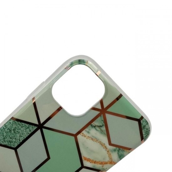 Husa protectie pentru Samsung A21S Soft IMD TPU Marble Geometric Verde