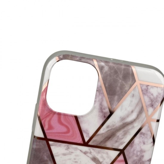 Husa protectie Flippy compatibila cu Samsung Galaxy S21 Soft IMD TPU Marble Geometric Alb