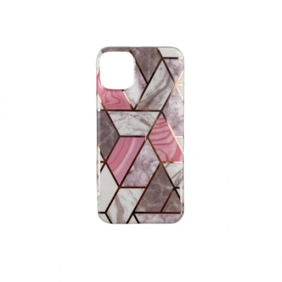 Husa protectie Flippy compatibila cu Samsung Galaxy S21 Soft IMD TPU Marble Geometric Alb