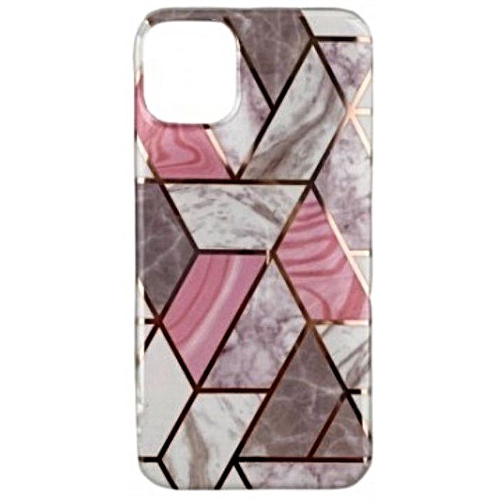 Husa de Protectie, Flippy, pentru Huawei P Smart 2021, din TPU Soft IMD, Marble Geometric, Alb Husa de Protectie, Flippy, pentru Huawei P Smart 2021, din TPU Soft IMD, Marble Geometric, Alb