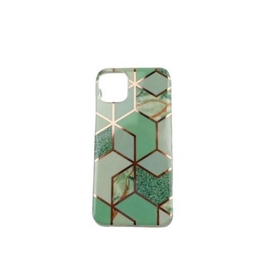 Husa protectie Flippy compatibila cu Huawei P40 Lite E Soft IMD TPU Marble Geometric Verde