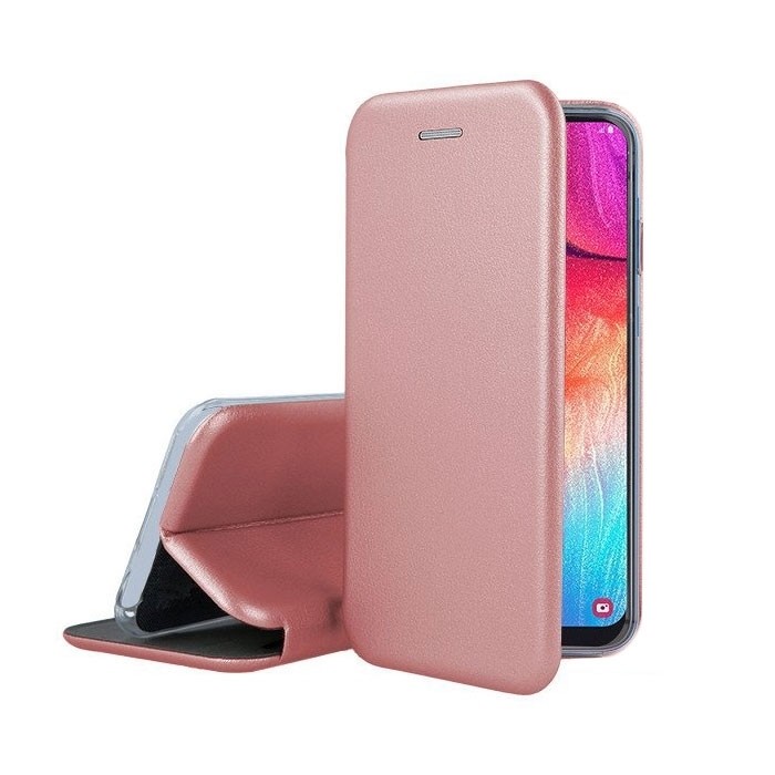Husa de protectie Flippy compatibila cu Samsung Galaxy S10 Plus Magnet Book Case Roz-Auriu