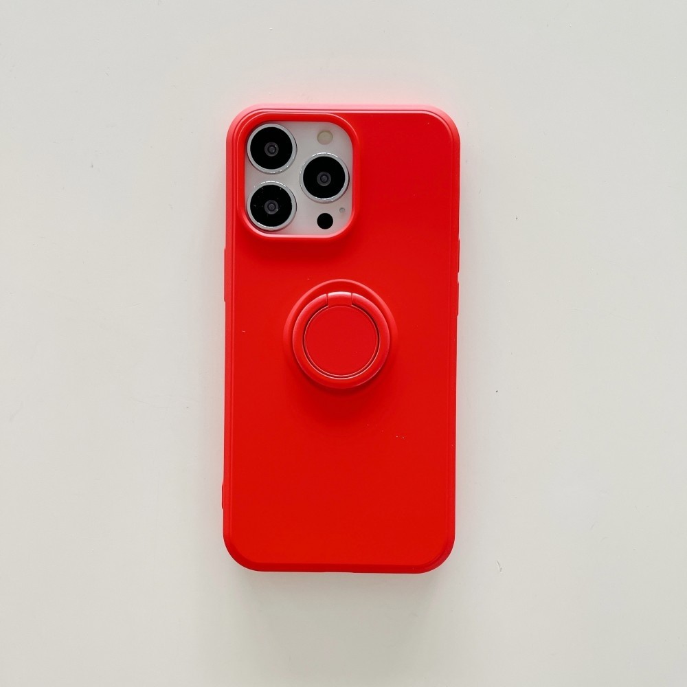 Husa protectie Flippy compatibila cu Apple iPhone XR Liquid Silicone Ring cu suport rotativ Rosu