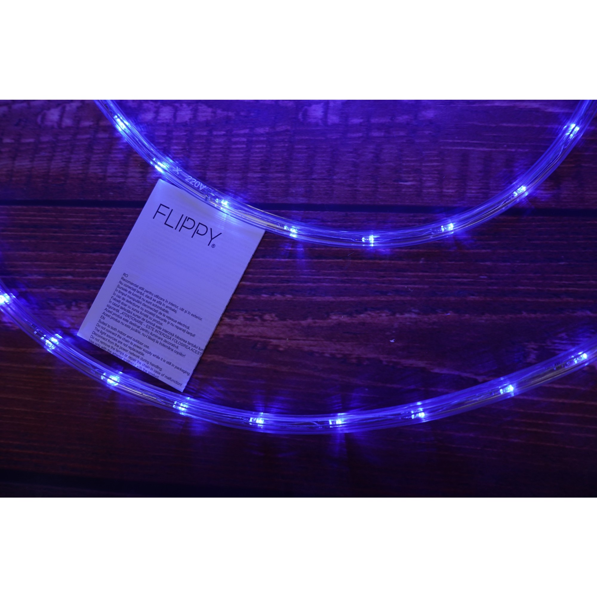 Instalatie de Craciun Tip Furtun luminos, Fara transformator, 1 m, Alb Albastru