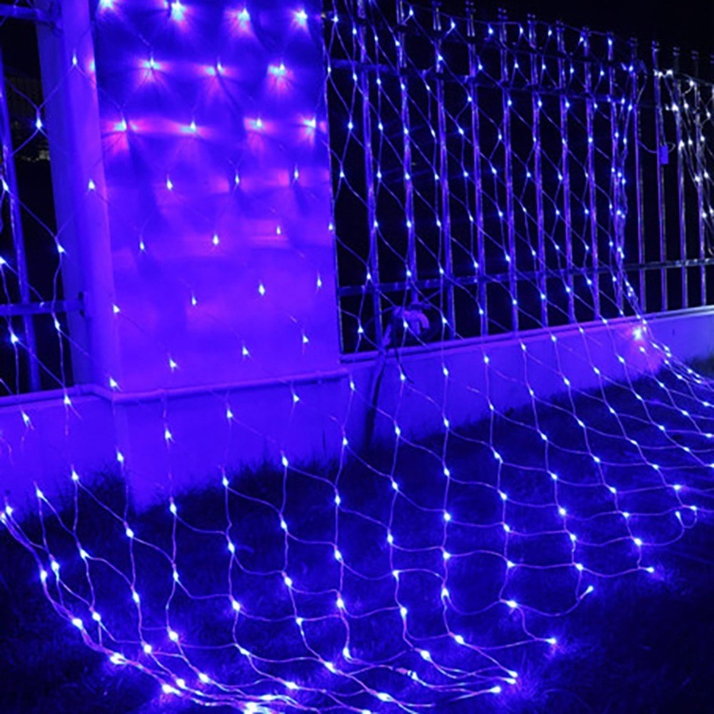 Instalatie Craciun, Tip Plasa, 11 m x 2 m, 880 LED-uri, Albastru, 8 jocuri de lumini, Transformator cu telecomanda, Interconectabila, Prelungitor 5 m inclus, Fir transparent, Flippy