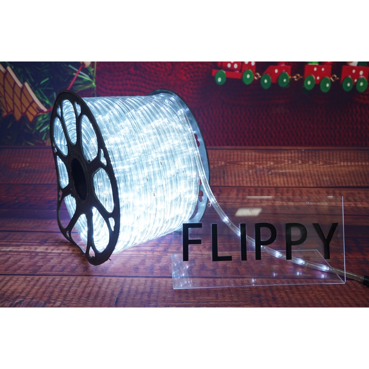 Instalatie Craciun, 29 m, 696 Led-uri, Furtun Luminos, Alb rece, Transformator, Sectionabila, 220 V, Flippy
