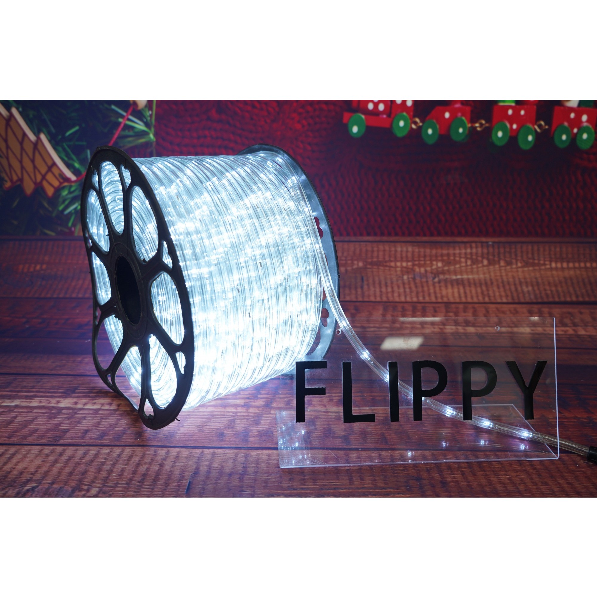 Instalatie Craciun, 61 m, 1464 Led-uri, Furtun Luminos, Alb rece, Transformator, Sectionabila, 220 V, Flippy