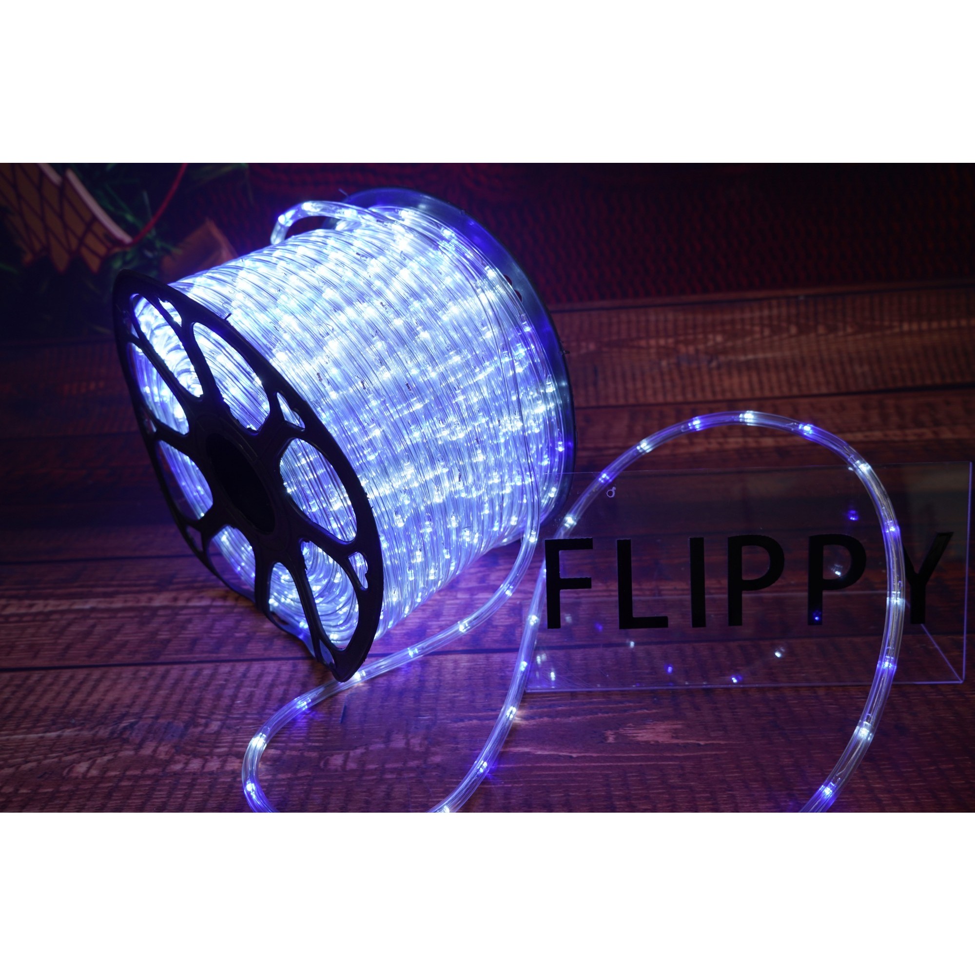 Instalatie Craciun, 11 m, 264 Led-uri, Furtun Luminos, Alb rece/ Albastru, Transformator, Sectionabila, 220 V, Flippy