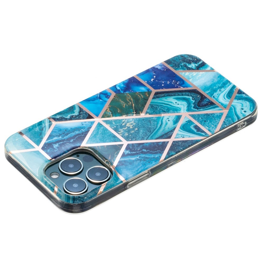 Husa protectie Flippy compatibila cu Samsung Galaxy A32 Soft IMD TPU Marble Geometric Albastru