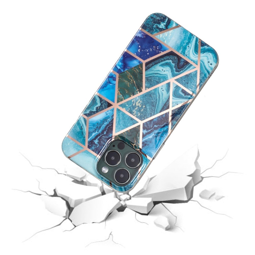 Husa protectie Flippy compatibila cu Samsung Galaxy A32 Soft IMD TPU Marble Geometric Albastru