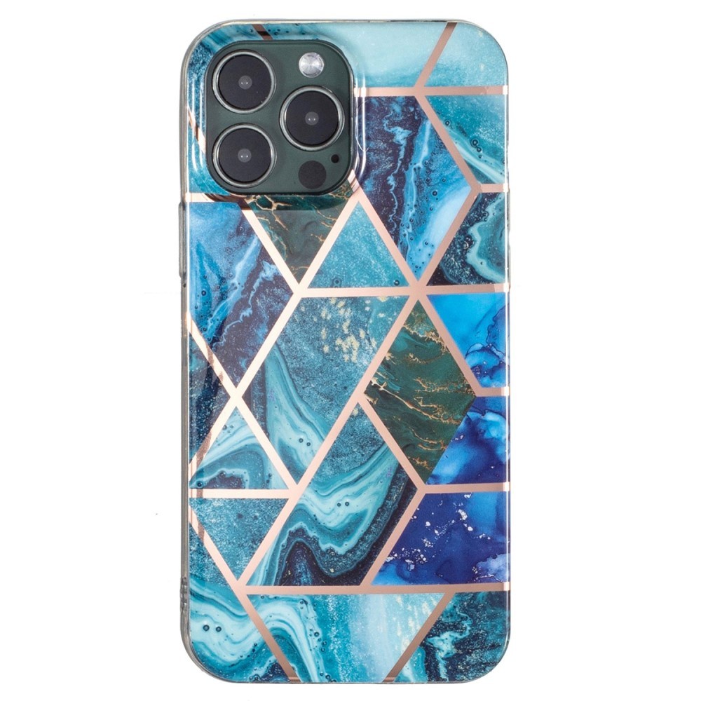 Husa protectie Flippy compatibila cu Samsung Galaxy A32 Soft IMD TPU Marble Geometric Albastru