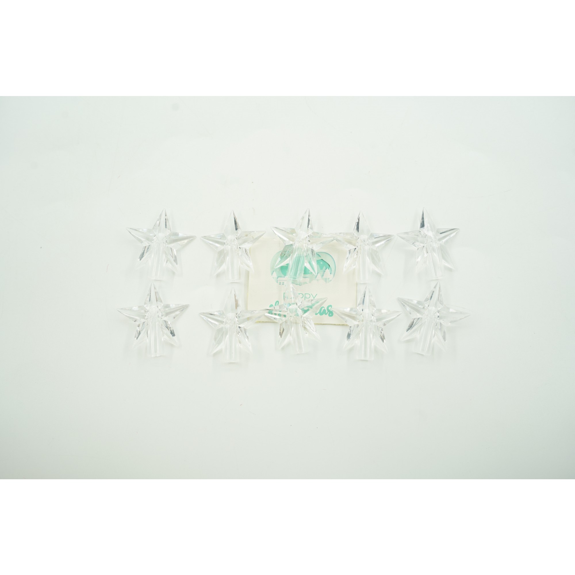 Instalatie Craciun cu ornamente stea, 1 m, 10 LED-uri, Albastru, Baterii, Fir Transparent, Flippy