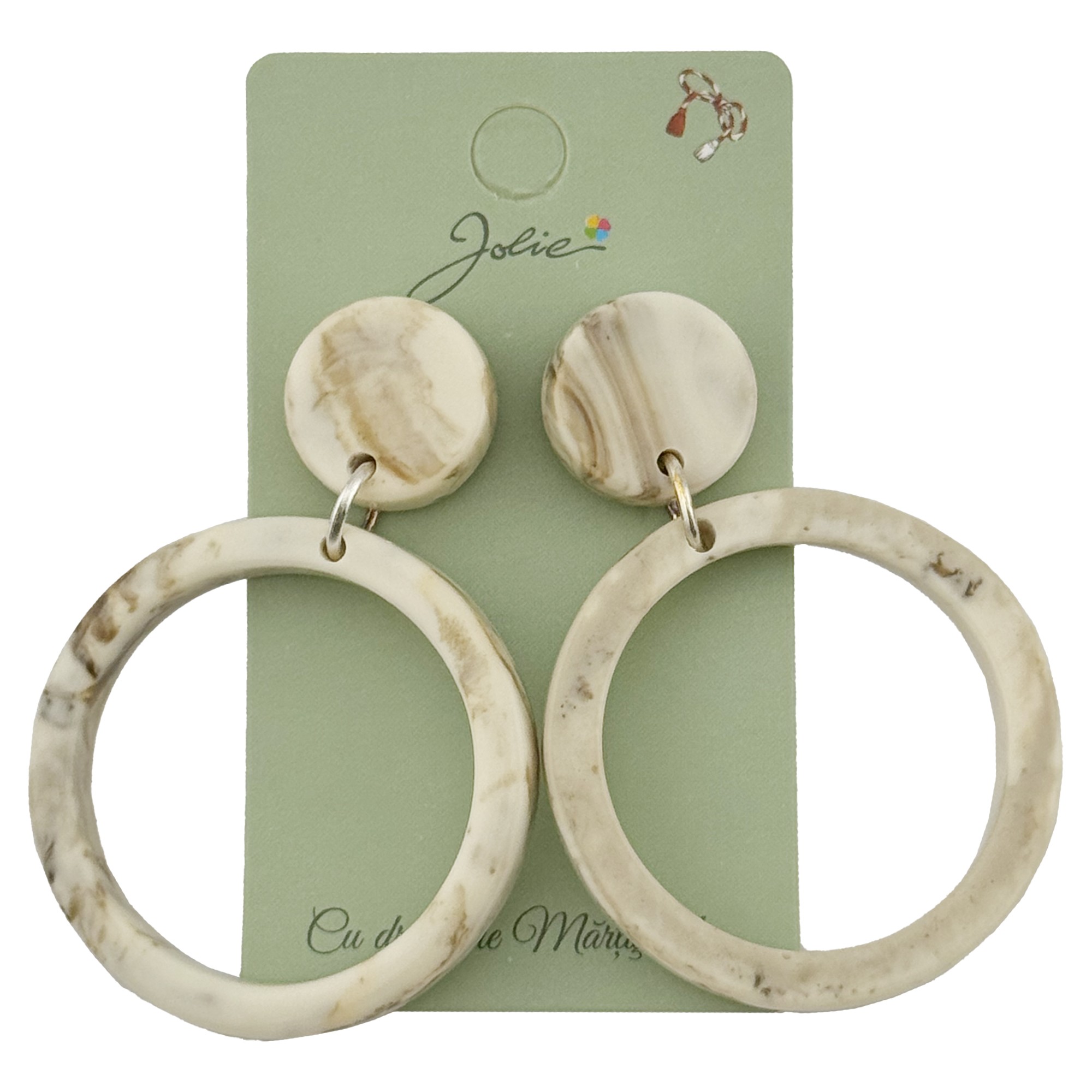 Cercei Dama de Primavara, Jolie, Model Cercuri, Eleganti si Moderni, 5.5 x 3.5 cm per unitate, Crem