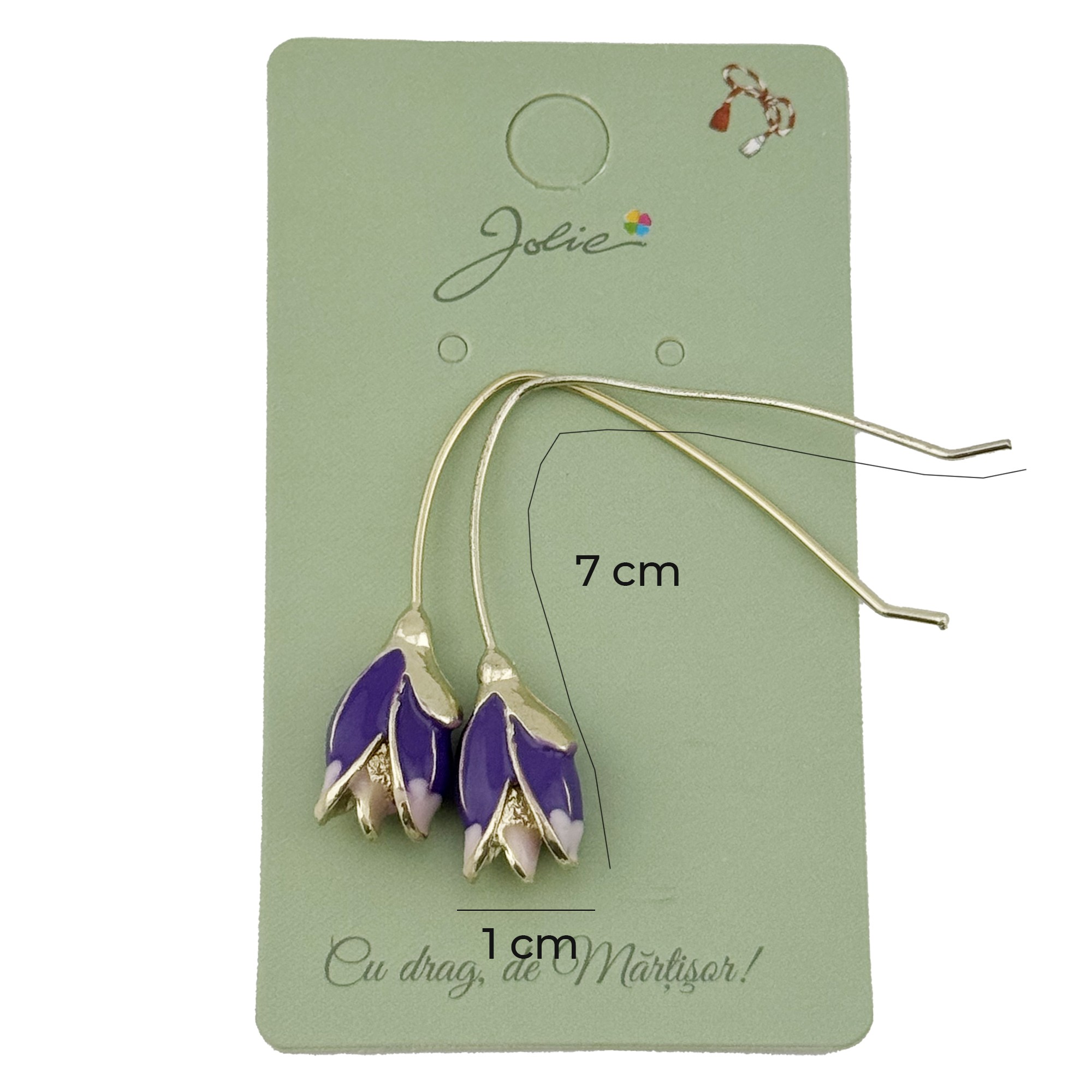 Cercei Dama de Primavara, Jolie, Model Flori Iris, Eleganti si Moderni, 7 x 1 cm per unitate, Mov