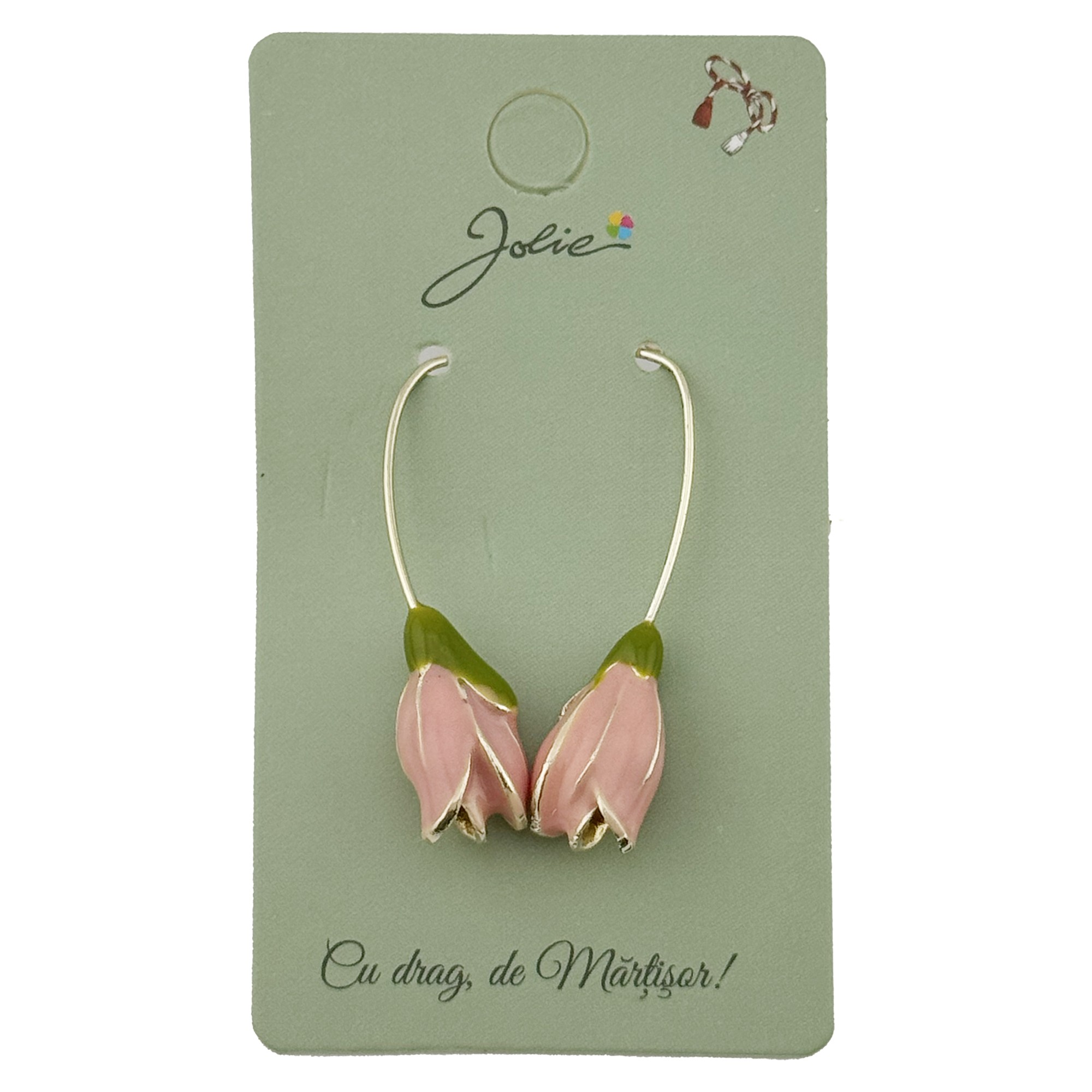 Cercei Dama de Primavara, Jolie, Model Flori Lalele, Eleganti si Moderni, 7 x 1 cm per unitate, Roz