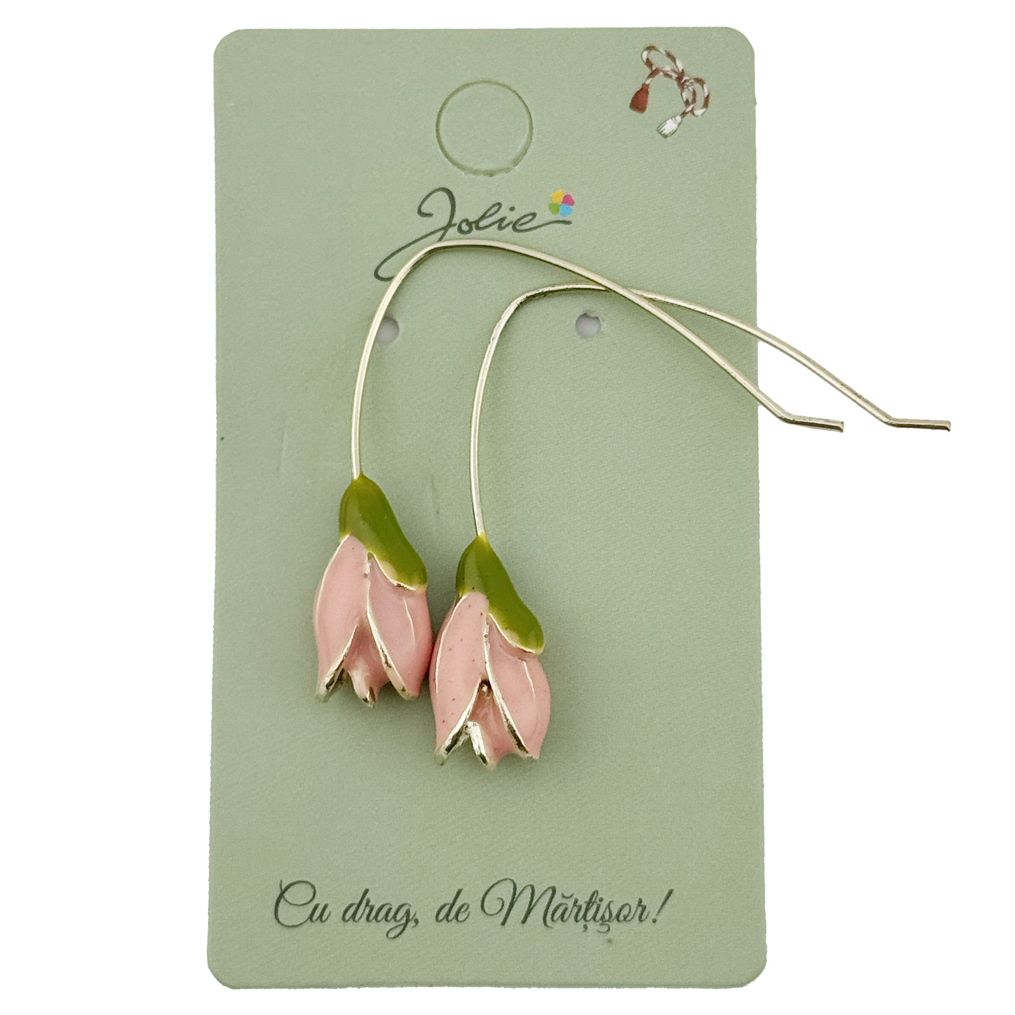 Cercei Dama de Primavara, Jolie, Model Flori Lalele, Eleganti si Moderni, 7 x 1 cm per unitate, Roz