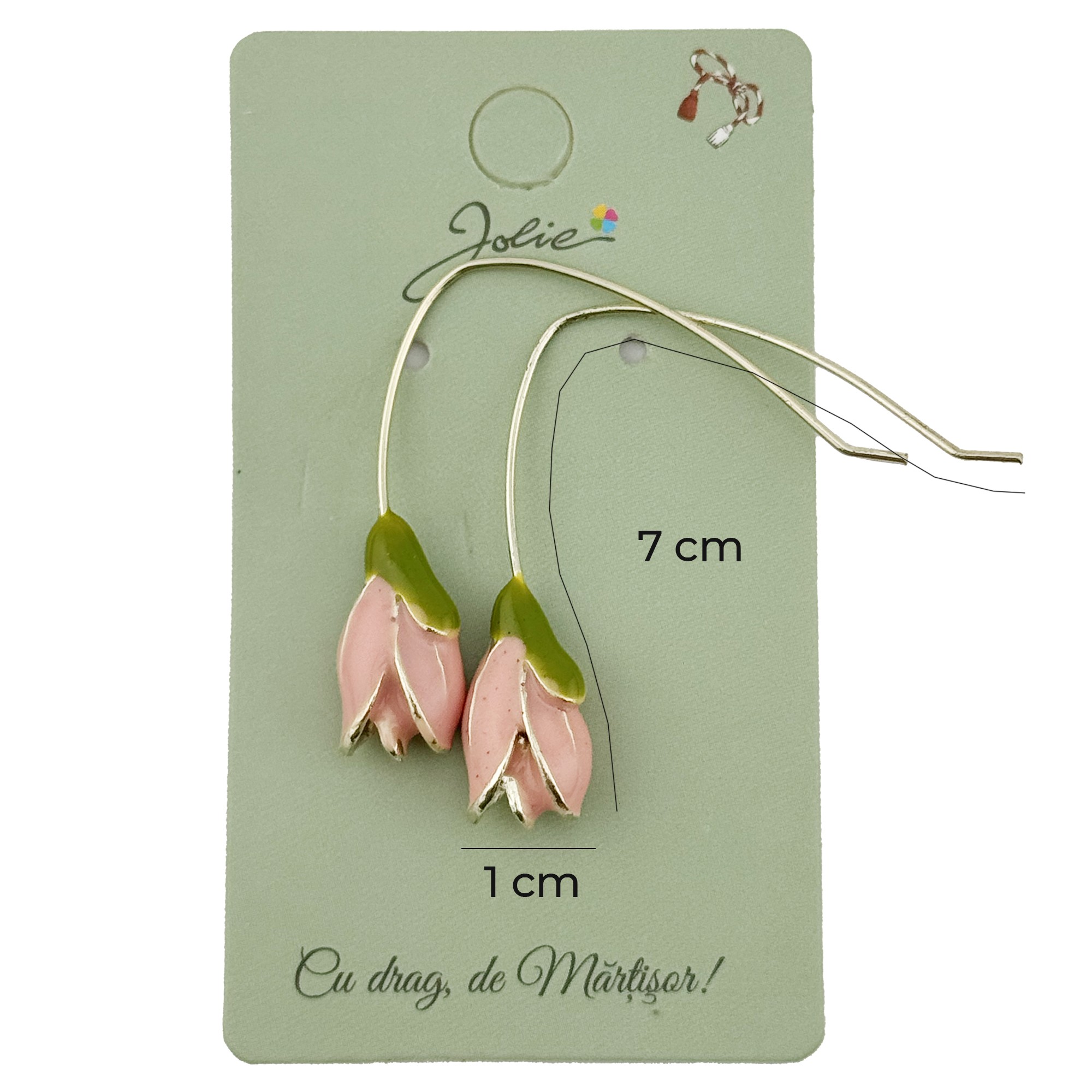 Cercei Dama de Primavara, Jolie, Model Flori Lalele, Eleganti si Moderni, 7 x 1 cm per unitate, Roz