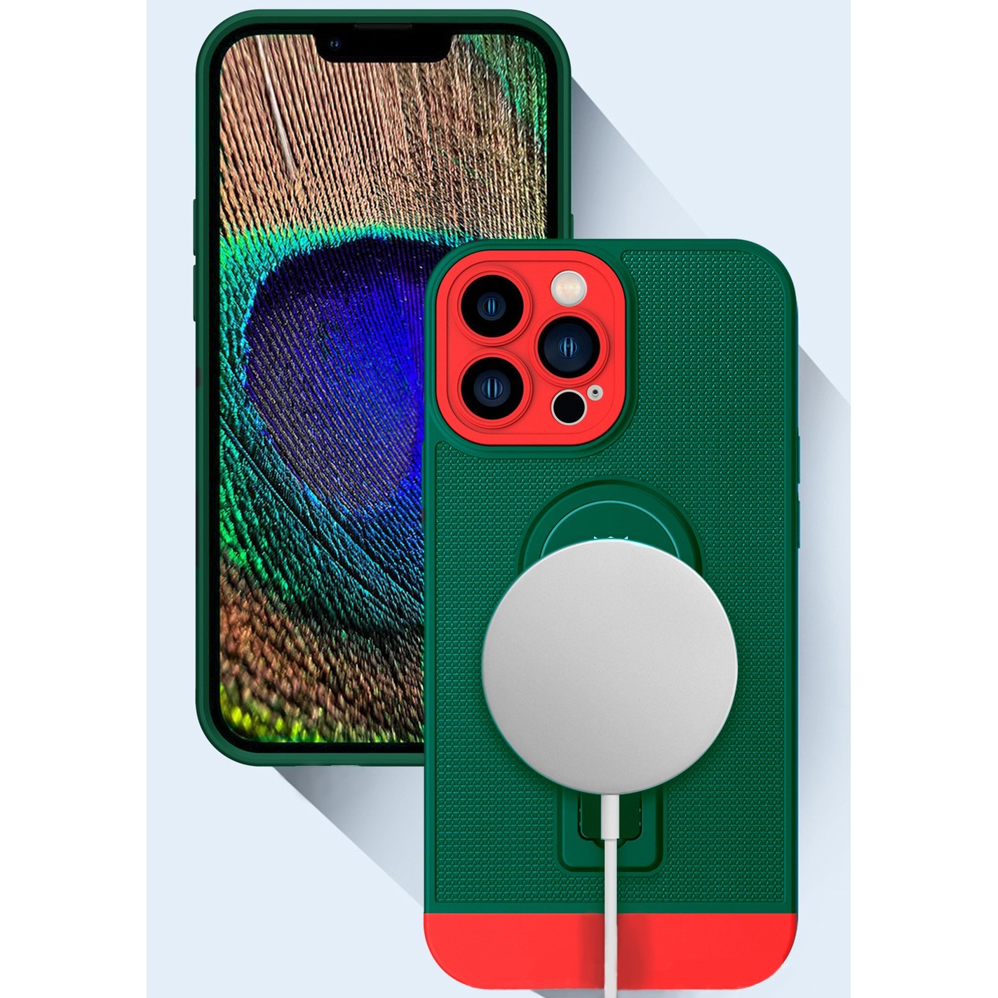 Husa Armor Design, Flippy, pentru Apple iPhone 12, cu Stand, Suport Auto Magnetic, Wireless Charge, Verde/Rosu Husa Armor Design, Flippy, pentru Apple iPhone 12, cu Stand, Suport Auto Magnetic, Wireless Charge, Verde/Rosu