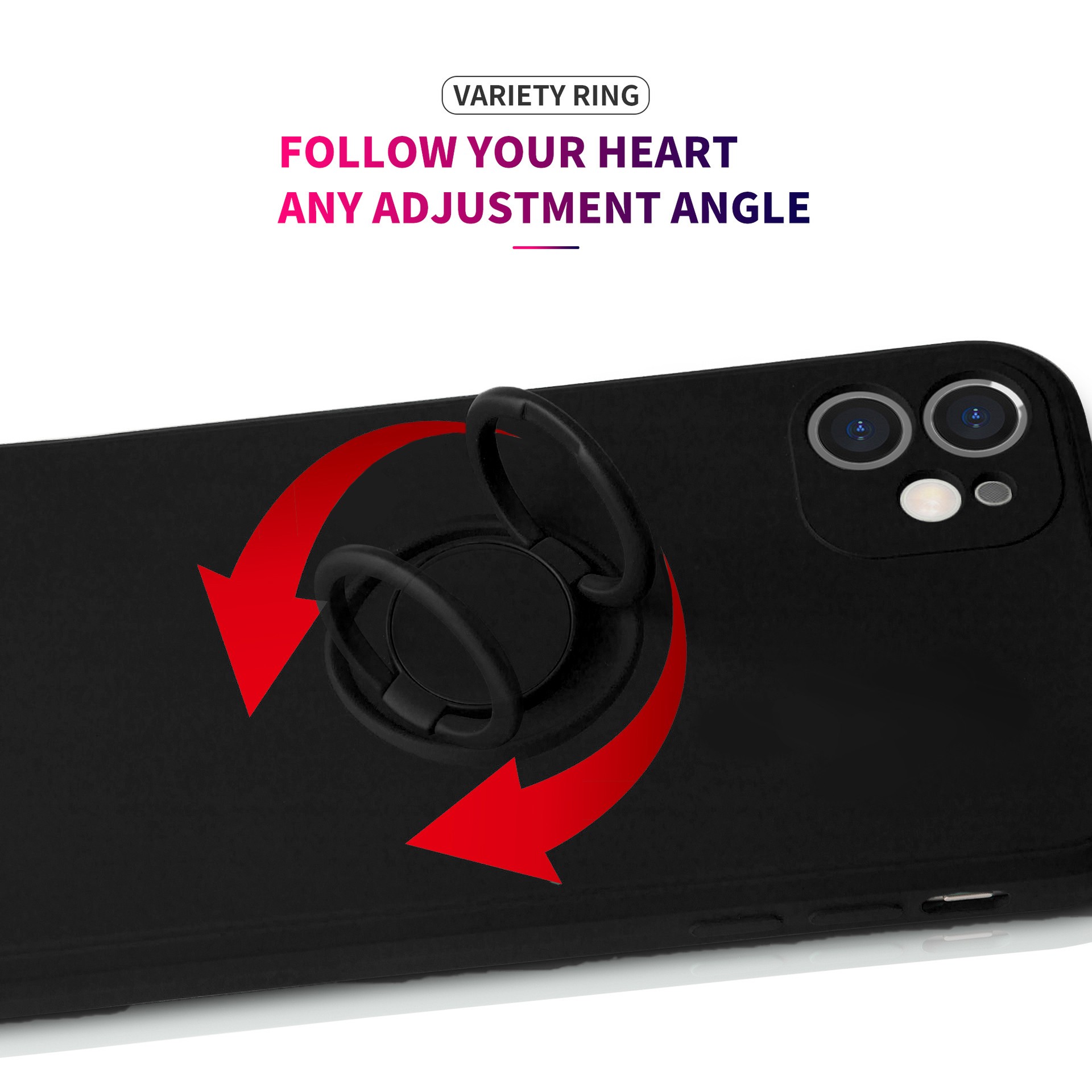 Husa pentru Huawei NOVA 9 SE, Flippy, Silicone Ring, cu Suport Rotativ Magnetic, Negru