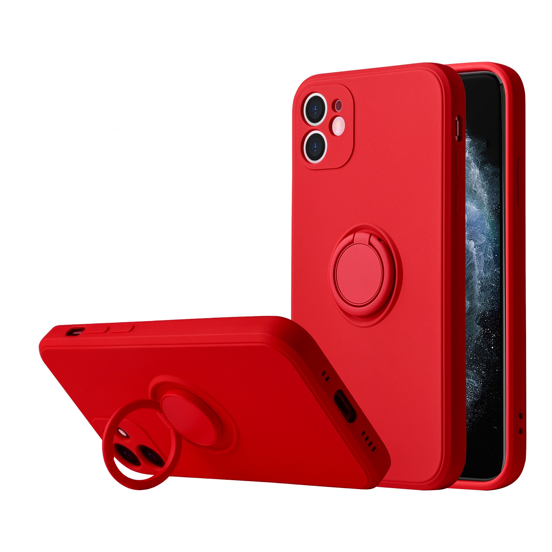Husa pentru Huawei NOVA 9 SE, Flippy, Silicone Ring, cu Suport Rotativ Magnetic, Rosu