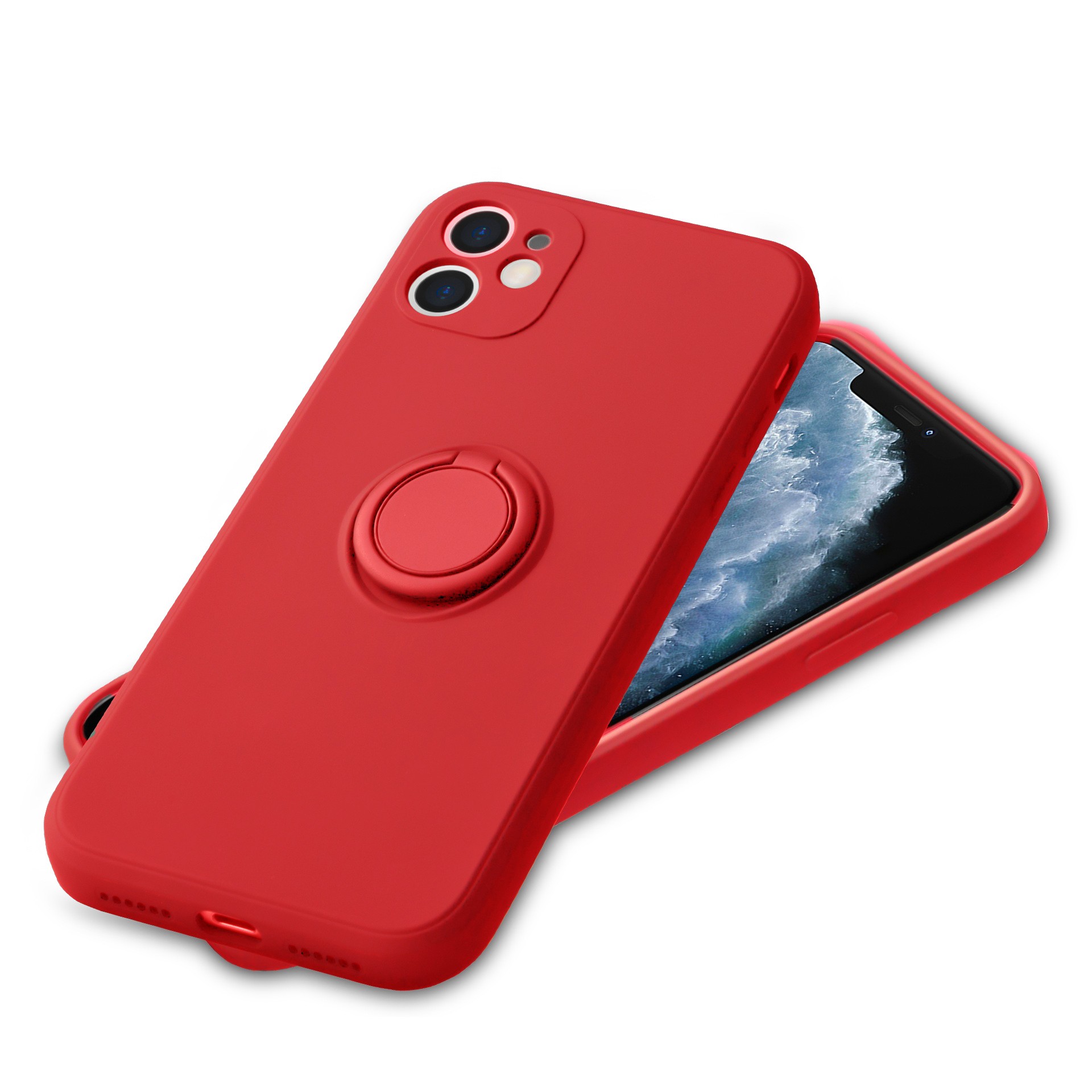 Husa pentru Huawei NOVA 9 SE, Flippy, Silicone Ring, cu Suport Rotativ Magnetic, Rosu